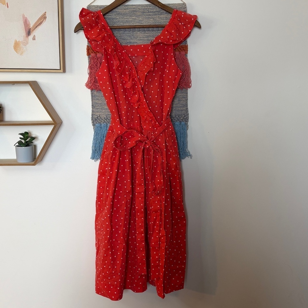 Dainty Heart Print Handmade Wrap Dress Small - Picture 8 of 9